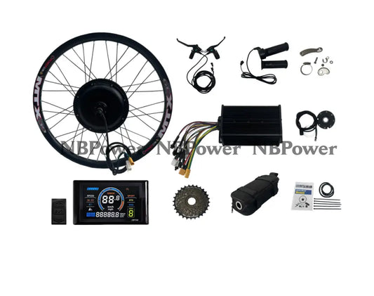 135mm dropout 72V 2000W motorwheel kit , 26inch/ 27.5inch/ 29inch MTX rim disc brake with 45A dual mode controller , SW900 display and other 2000W parts NBPower