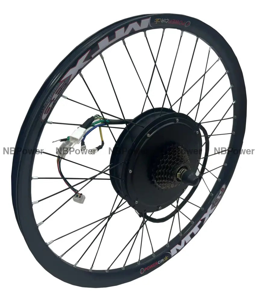 150mm dropout Rear 48-72V 3000W motorwheel with 7 speed freewheel,Bicycle MTX rim 3000W motorwheel with spokes
