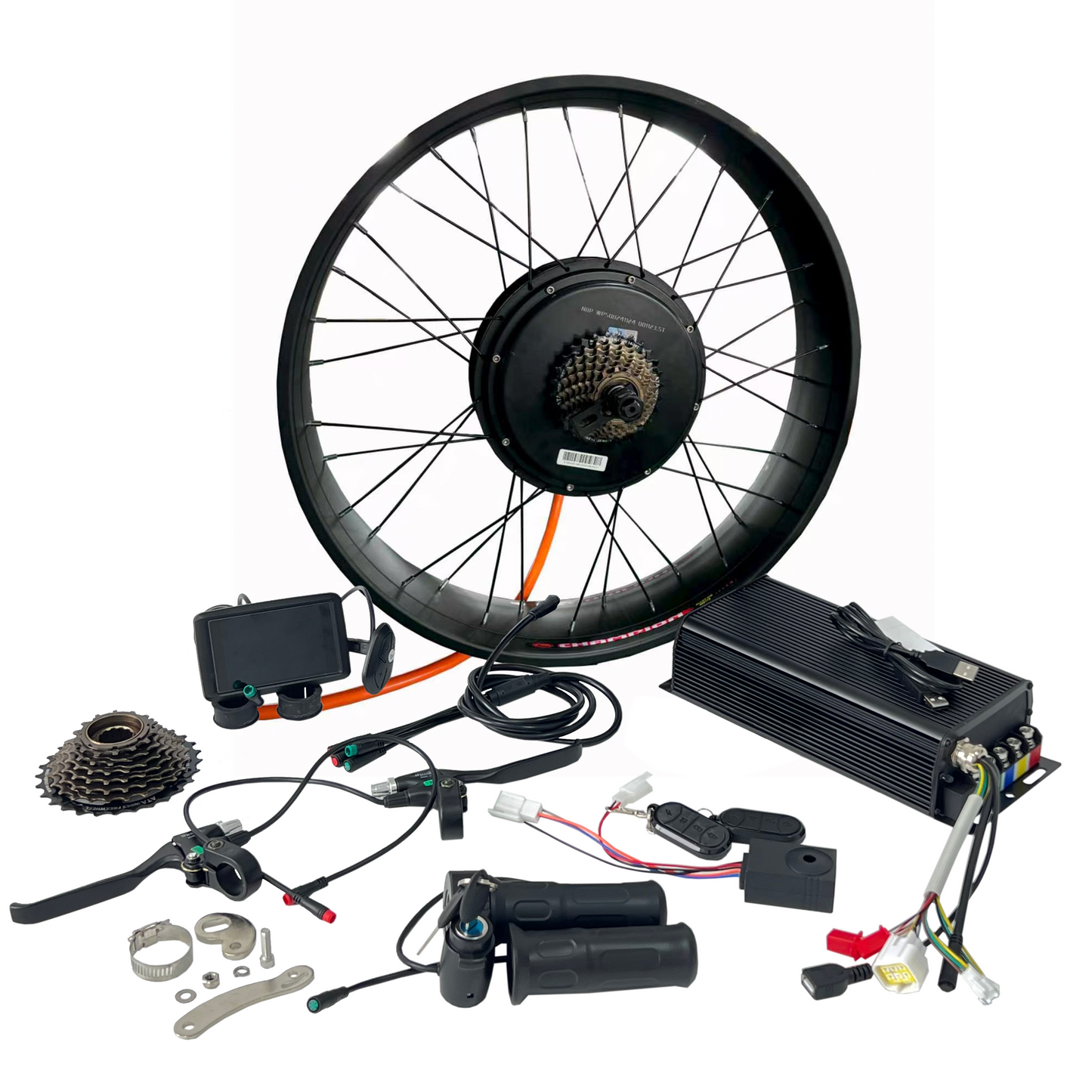 20*4.0/24*4.0/26*4.0 QS205 190mm Dropout 72V 5000W 50H V3 Electric Fat Bike Motor Wheel Conversion Kit Sabvoton 100A,UKC1+P Display,All Waterproof System, Available With 7-Speed Freewheel NBPower