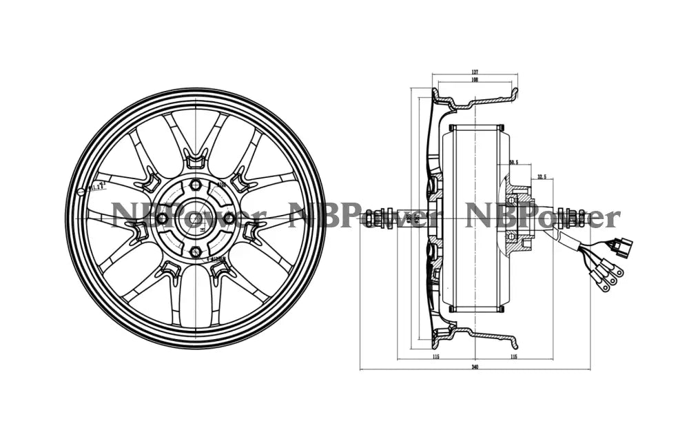 3000 Watt 72V 80KPH QS260 V1 BLDC Hub Motor with 14 inch Rim Motor