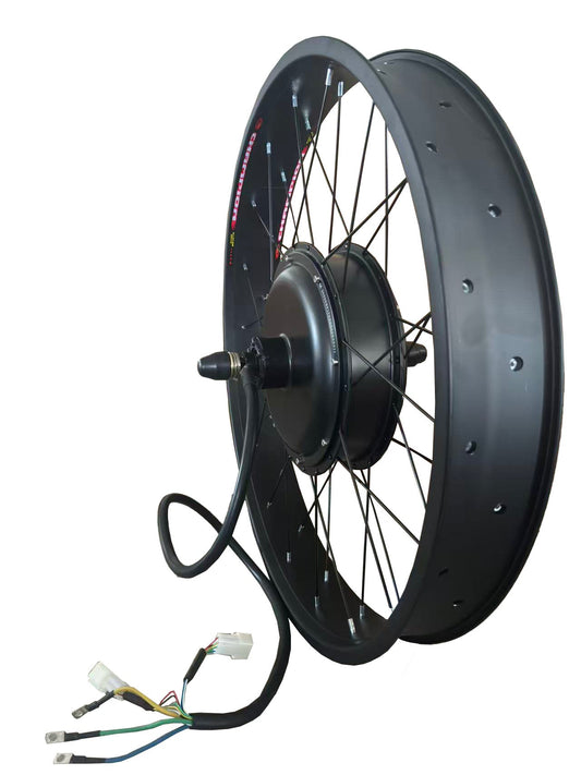 20*4.0/24*4.0/26*4.0 Fat Rim With Rear 170-175mm Dropout 5000W Motorwheel+100A Sabvoton controller;UKC1+P color Display ,Twist throttle with Key ,and ALL waterproof connector Parts Kit NBPower
