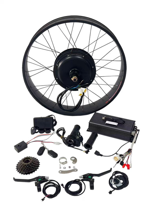 20/24/26*4.0 Llanta ancha con puntera trasera de 170-175 mm, motor de 5000 W + controlador Sabvoton de 100 A; pantalla a color UKC1, acelerador de puño con llave, PAS y otras piezas