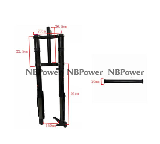 KKE 750MM Double Shoulder Inverted Front Fork 26/27.5 Inch for Snowy Fat Bike Straight Tube Oil Spring Suspension Disc