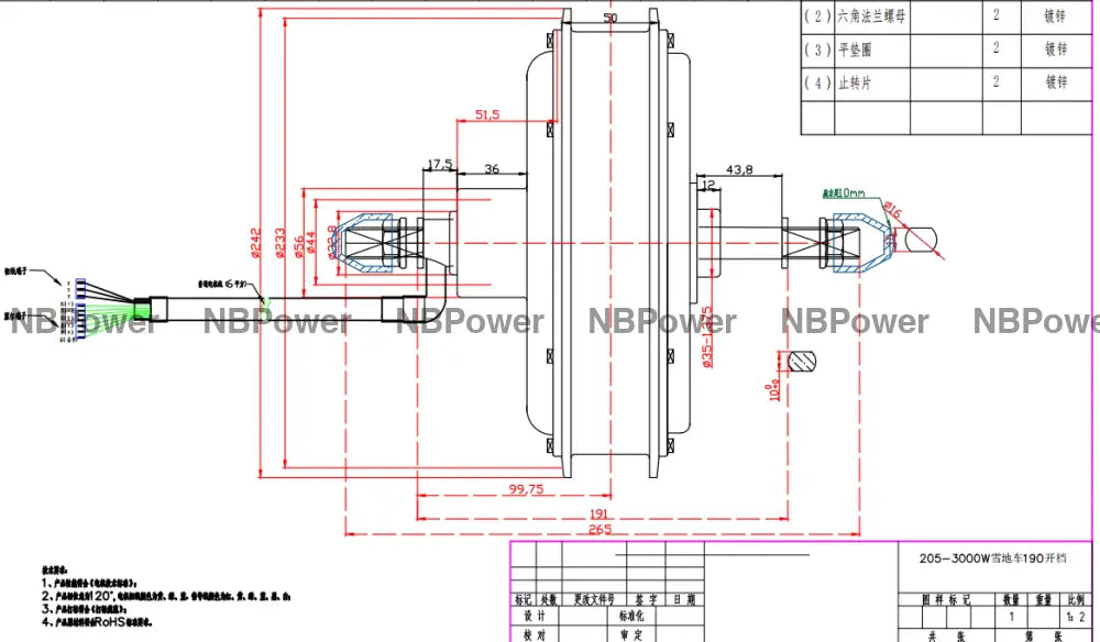 NBpower 20X4.0 170mm/190mm 72V 3000w Fat Bike Brushless Hub Motor wheel with High Quality Tire