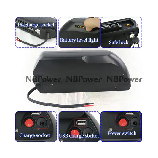 USA Warehouse,Free Shipping,48V 16AH shark Shell battery with 48V 2A Charger,48V Battery for 500W- 1500W Ebike