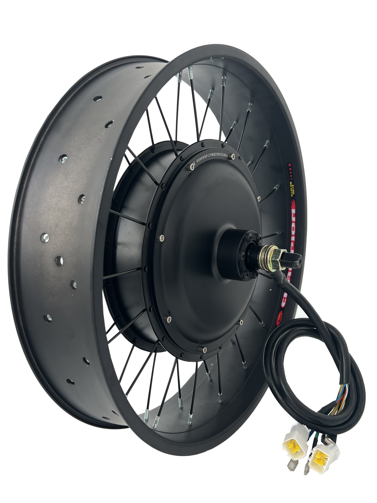 Llanta de 20/24/26*4.0 para neumáticos anchos con puntera trasera de 170-175 mm, motor de 5000 W + controlador Sabvoton de 100 A; pantalla a color UKC1, acelerador de puño con llave y kit de piezas con conectores impermeables