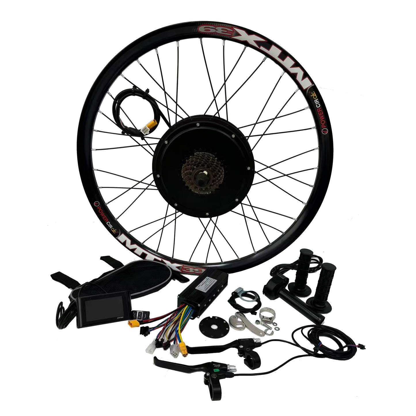 NBPower 20inch/24inch/26inch/27.5inch/29inch/700C 135mm Dropout 1000W Electric Bike Motor Wheel with Single-speed Freewheel/7-Speed Freewheel Conversion Kit , 30A Dual‑Mode Controller, SW900 Display NBPower