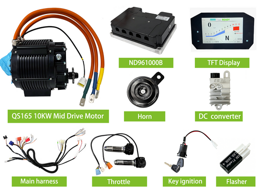 QS165 72V 50H 10000W Encoder Vision PMSM Mid Drive Motor,FarDriver ND961000B Controller,DKD Display Kit NBPower