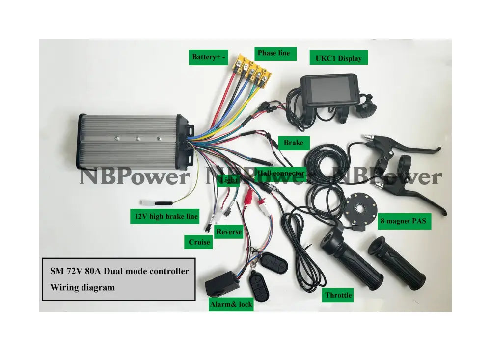 135mm dropout 3000W Motorwheel with single freewheel  ; MTX rim with Rear 3000W Ebike kit with 80A dual mode controller ,UKC1 color display ,alarm lock ebike parts NBPower