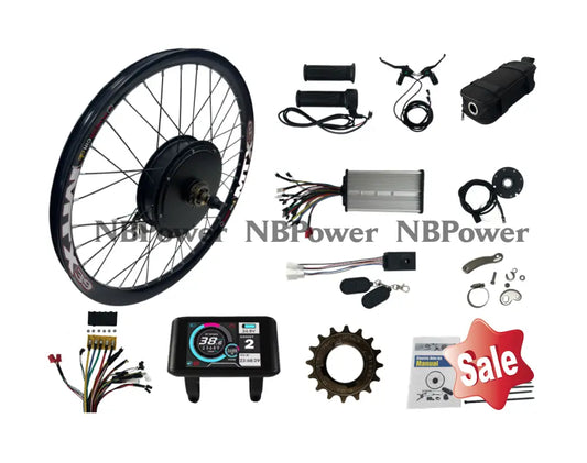135mm dropout 3000W Motorwheel with single freewheel  ; MTX rim with Rear 3000W Ebike kit with 80A dual mode controller ,UKC1 color display ,alarm lock ebike parts NBPower