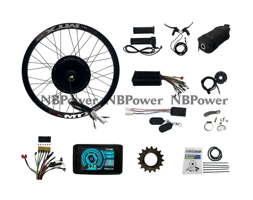 135mm dropout 3000W Motorwheel with single freewheel  ; MTX rim with Rear 3000W Ebike kit with 80A dual mode controller ,UKC1 color display ,alarm lock ebike parts NBPower