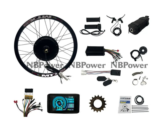 135mm dropout 3000W Motorwheel with single freewheel  ; MTX rim with Rear 3000W Ebike kit with 80A dual mode controller ,UKC1 color display ,alarm lock ebike parts NBPower