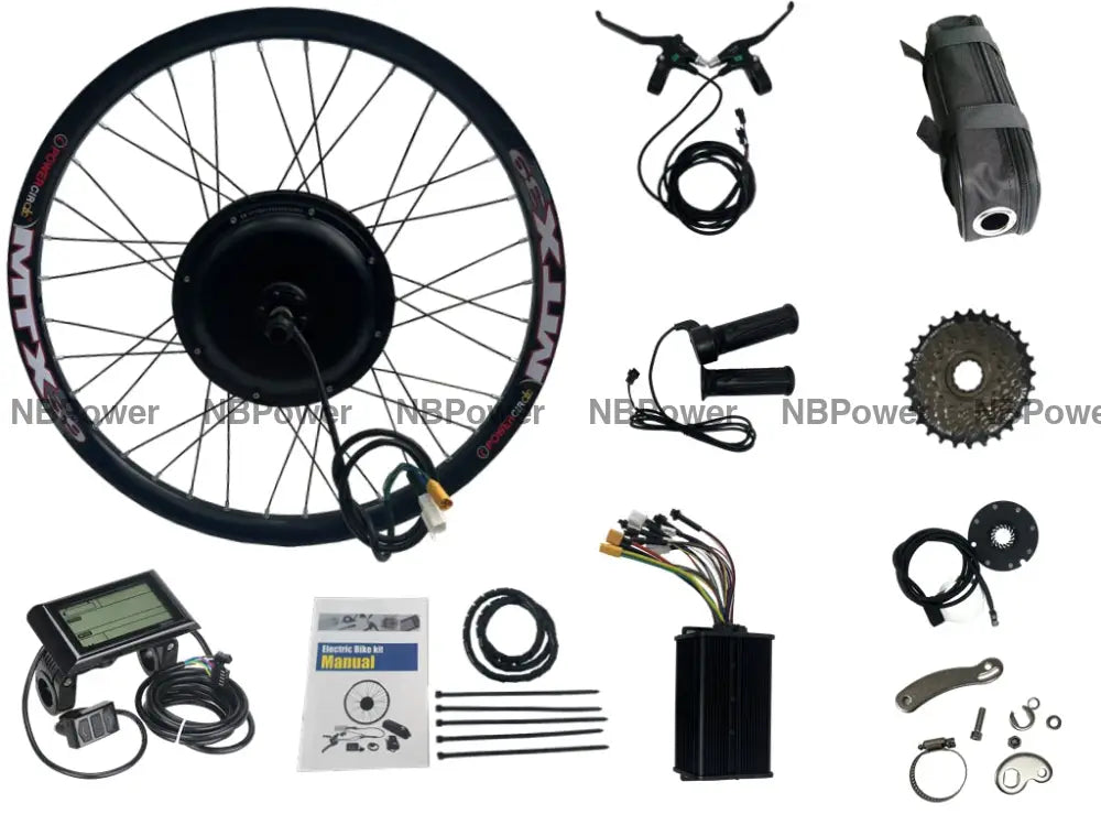 135mm dropout 72V 2000W motorwheel kit 26inch/ 27.5inch/ 29inch MTX rim disc brake with 45A dual mode controller SW900