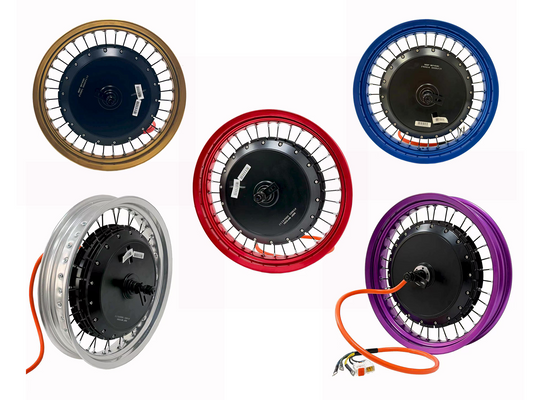 17*3.0 Different  Color Motorcycle Rim With Rear 150-155mm Dropout QS 273 8000W Motorwheel with Single Freewheel