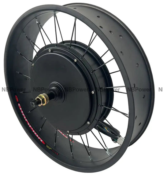 20*4.0 80/100mm width Double rim with rear 170mm dropout 72V 5000W Fat motorwheel with spokes 20inch 80mm width Fat rim