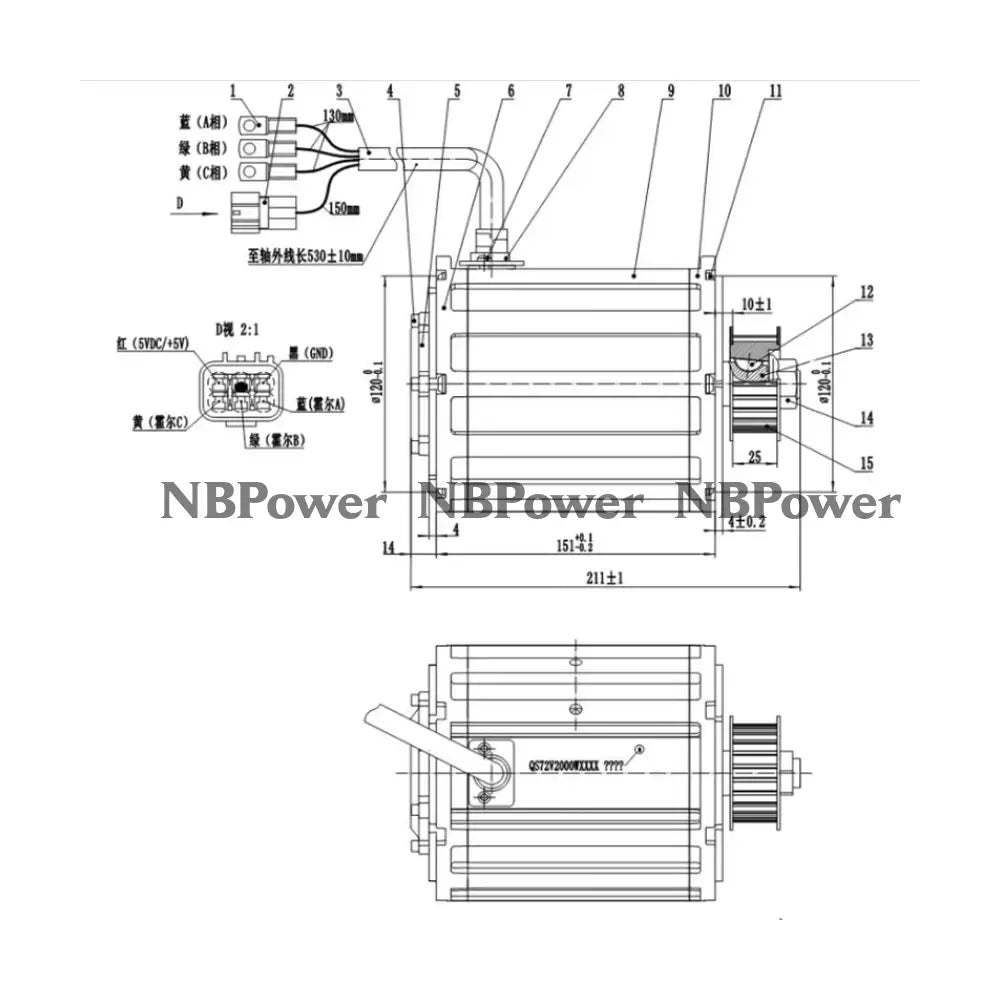 2000W 70H QS120 4600RPM PMSM Mid Drive Motor with Belt 428 Sprocket for Electric Mopeds Motorcycle ATV Electric Bike