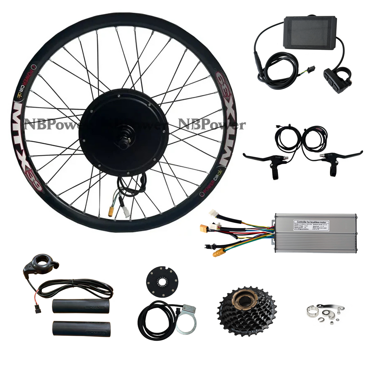 USA Warehouse:26inch/27.5inch/29inch Rear Wheel 135mm Dropout  52V 2000W MotorWheel With 52V 40A KT Controller,LCD8H Display,Thumb Throttle Conversion Kit NBPower