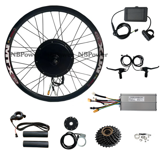 USA Warehouse:26inch/27.5inch/29inch Rear Wheel 135mm Dropout  52V 2000W MotorWheel With 52V 40A KT Controller,LCD8H Display,Thumb Throttle Conversion Kit NBPower