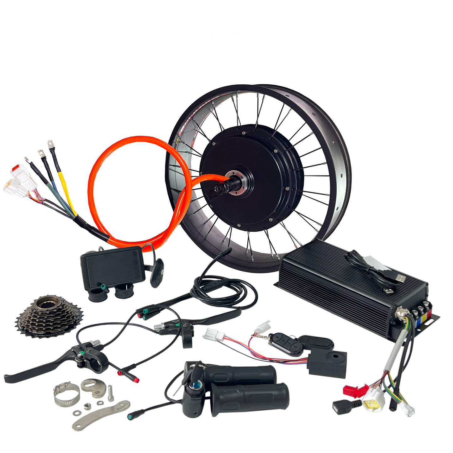 QS205 190mm Dropout 72V 5000W 50H V3 Electric Fat Bike 20*4.0/24*4.0/26*4.0 Motor Wheel Conversion Kit Sabvoton 100A,UKC1 plus,all waterproof system, available with 7-speed freewheel