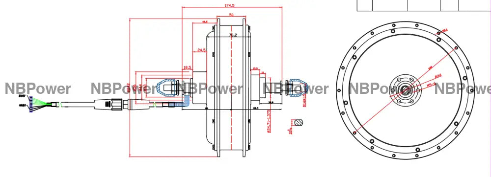 26*4.0 Rear 170-175mm dropout 48/52V/72V 2000W Fat motorwheel with spokes