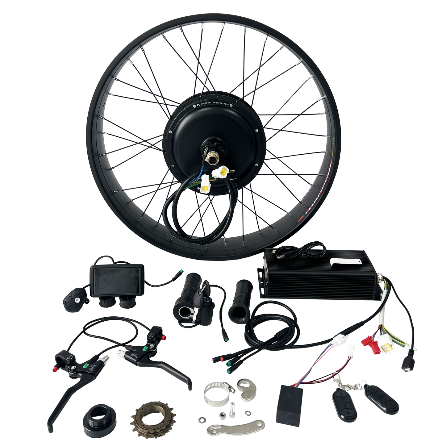 USA Stock:26*4.0 80mm width Rim with  Rear 170-175mm Dropout 5000W Fat Motorwheel with single freewheel  , 100A Sabvoton Programmable controller;UKC1 color Display ,Twist throttle with Key ,all waterproof system
