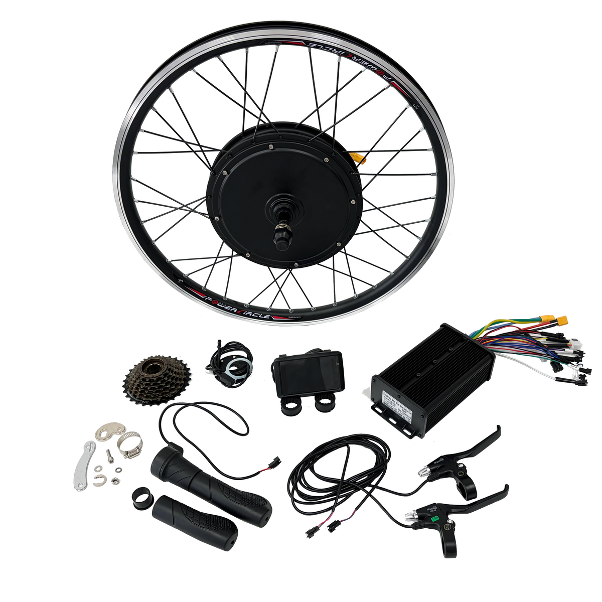 NBPower 20inch/24inch/26inch/27.5inch/29inch 135mm Dropout 2000W V-brake Motorwheel With 80A Dual Mode Controller,UKC1+ Color Display,Half Twist Throttle Convention Kit For E-bike NBPower