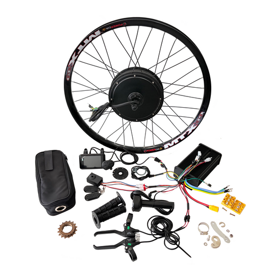 NBPower 20inch/24inch/26inch/27.5inch/29inch/700C  135mm Dropout  MTX Rim Ebike Rear Hub Motor Wheel  Single Speed Freewheel 3T/4T/5T Winding For Choose ，80A Dual mode Controller +UKC1 Display Conversion Kit NBPower