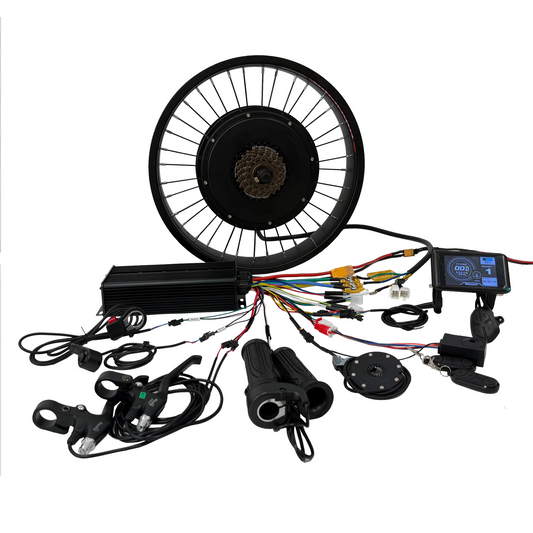 NBPower 20*4.0 Fat Tire Rim 80mm Rim Width 170mm Dropout 5000W Hub MotorWheel With 7-Speed Freewheel Kit, 100A Dual‑Mode Controller, UKC1  Display E‑Bike Conversion Kit NBPower
