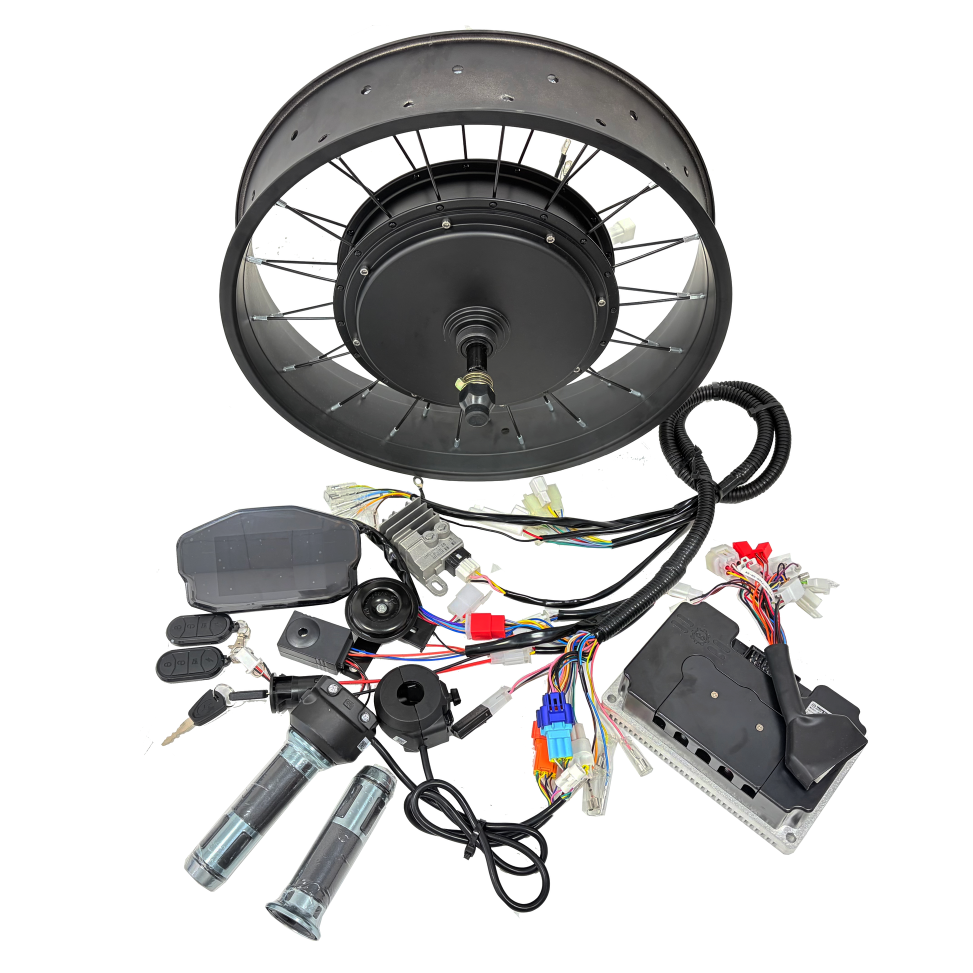 USA Warehouse: 20*4.0 190mm Dropout 100mm Rim Width 72V 3000W Ebike Hub Motor Conversion Kit, With Hall Sensors | ND72360 Black Fardriver Controller, DKD Display, Full Complete Accessories NBPower
