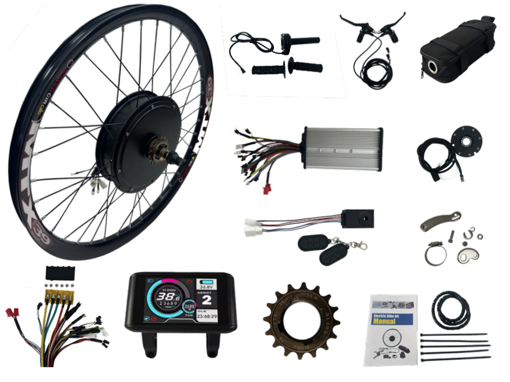 UK warehouse;135mm dropout 3000W Motorwheel with single freewheel  ; MTX rim with Rear 3000W Ebike kit with 80A dual mode controller ,UKC1 color display ,alarm lock ebike parts