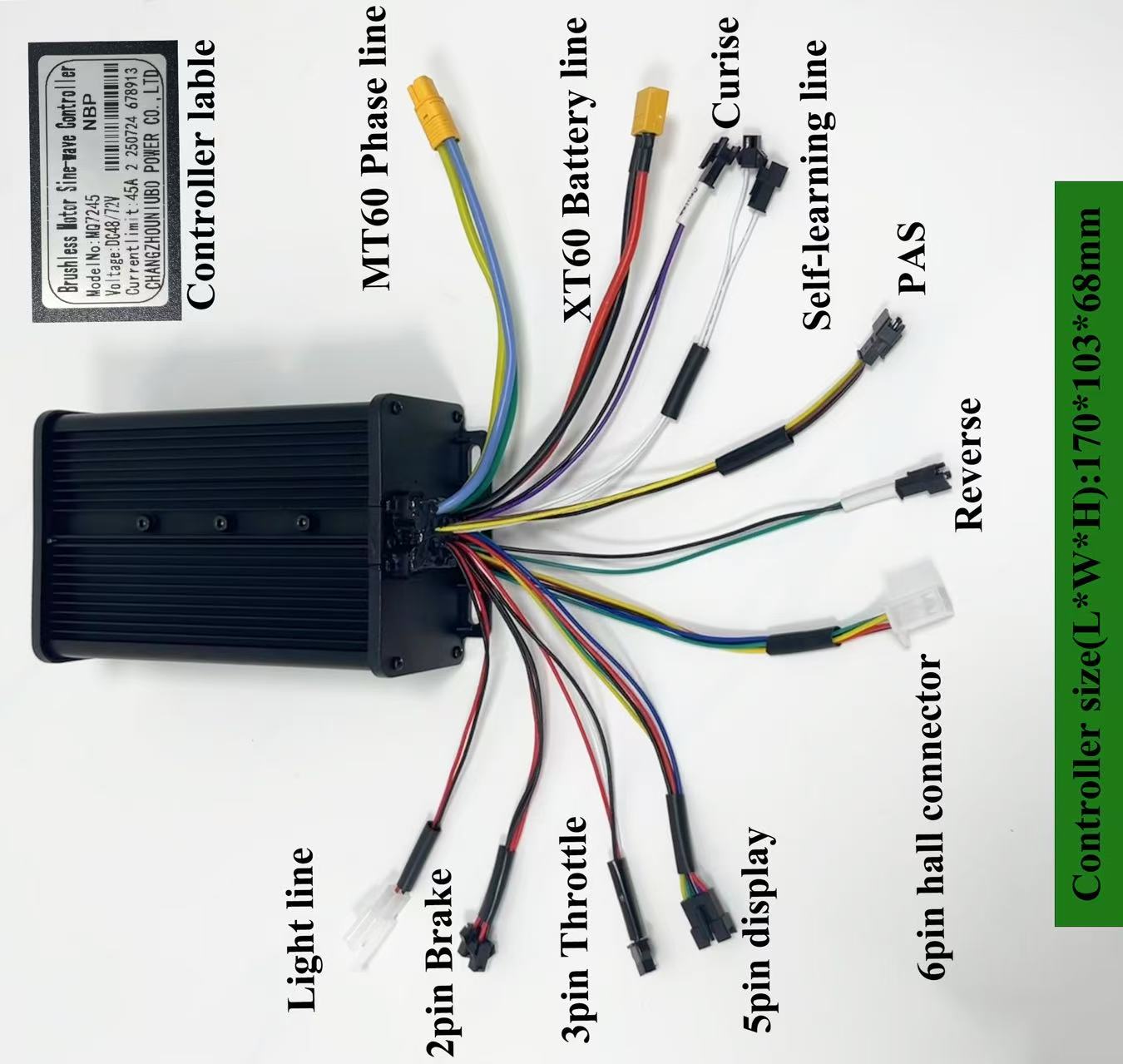 Dual Mode  60A / 80A Sine Wave Controller +UKC1 Color Display +Full Twist Throttle +Brake lever +PAS +Alarm lock Waterproof  System ,For 2000W-3000W Ebike Hub Motor Kit