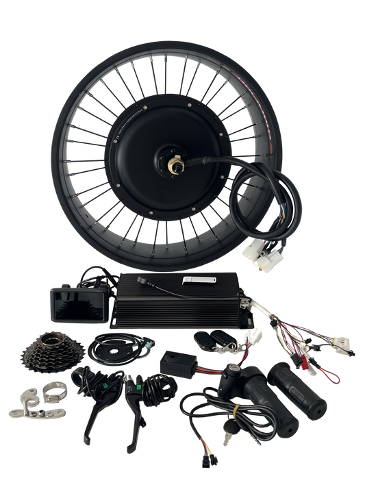 20/24/26*4.0 Llanta ancha con puntera trasera de 170-175 mm, motor de 5000 W + controlador Sabvoton de 100 A; pantalla a color UKC1, acelerador de puño con llave, PAS y otras piezas