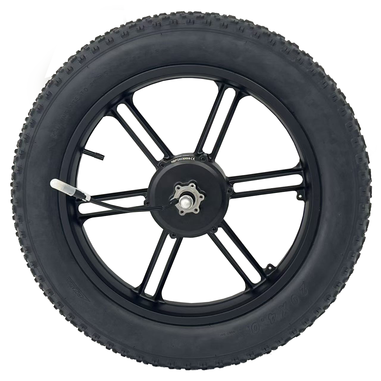 Rueda integrada con motor de cubo sin escobillas de 500 W, 36/48 V y 20 pulgadas para bicicleta fat bike/de nieve, con puntera de 170 mm y neumático de 20x4.0