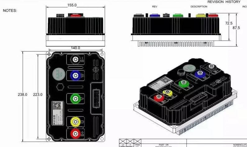 Potenca Fardriver ND721800 DC 800A Fazkurento 1800A 10KW-12KW PMSM BLDC Sinusonda E-Motorciklo E-Aŭta Motorregilo kun bludenta adaptilo