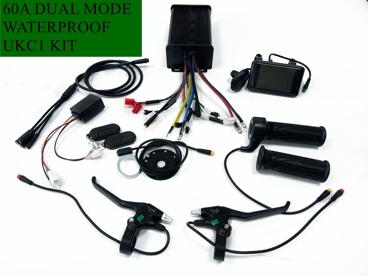 Dual Mode  60A / 80A Sine Wave Controller +UKC1 Color Display +Full Twist Throttle +Brake lever +PAS +Alarm lock Waterproof  System ,For 2000W-3000W Ebike Hub Motor Kit
