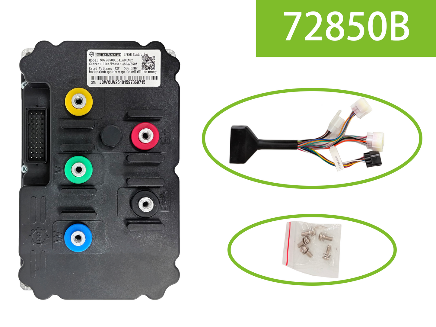 QS180  90H 8000W PMSM Mid Drive Motor Encoder Magenetic Mid Motor Kit 72V with FarDriver ND72850B Controller , TFT Display and Throttle Convention Kit For Electric Bike NBPower