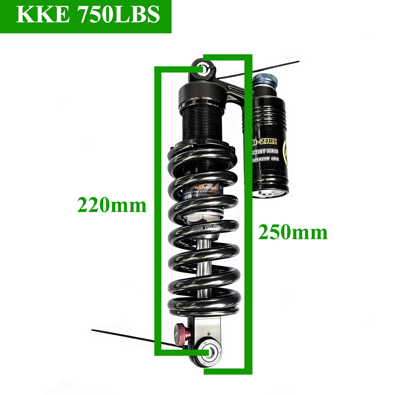 KKE BA-27RC Rear Shock Suspension  220mm  650/750lbs  Shock Absorber for Electric Mountain Bike/Bicycle/eBike NBPower