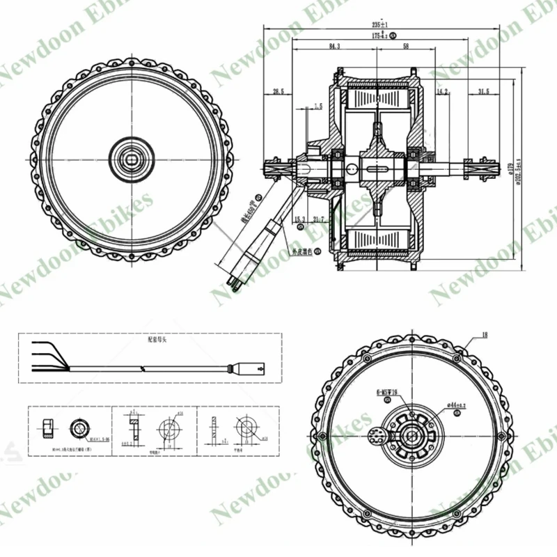 QS 1000W 170mm dropout Rear 48V motorwheel with 7 speed freewheel ,Bicycle  MTX rim 1000W motorwheel with spokes