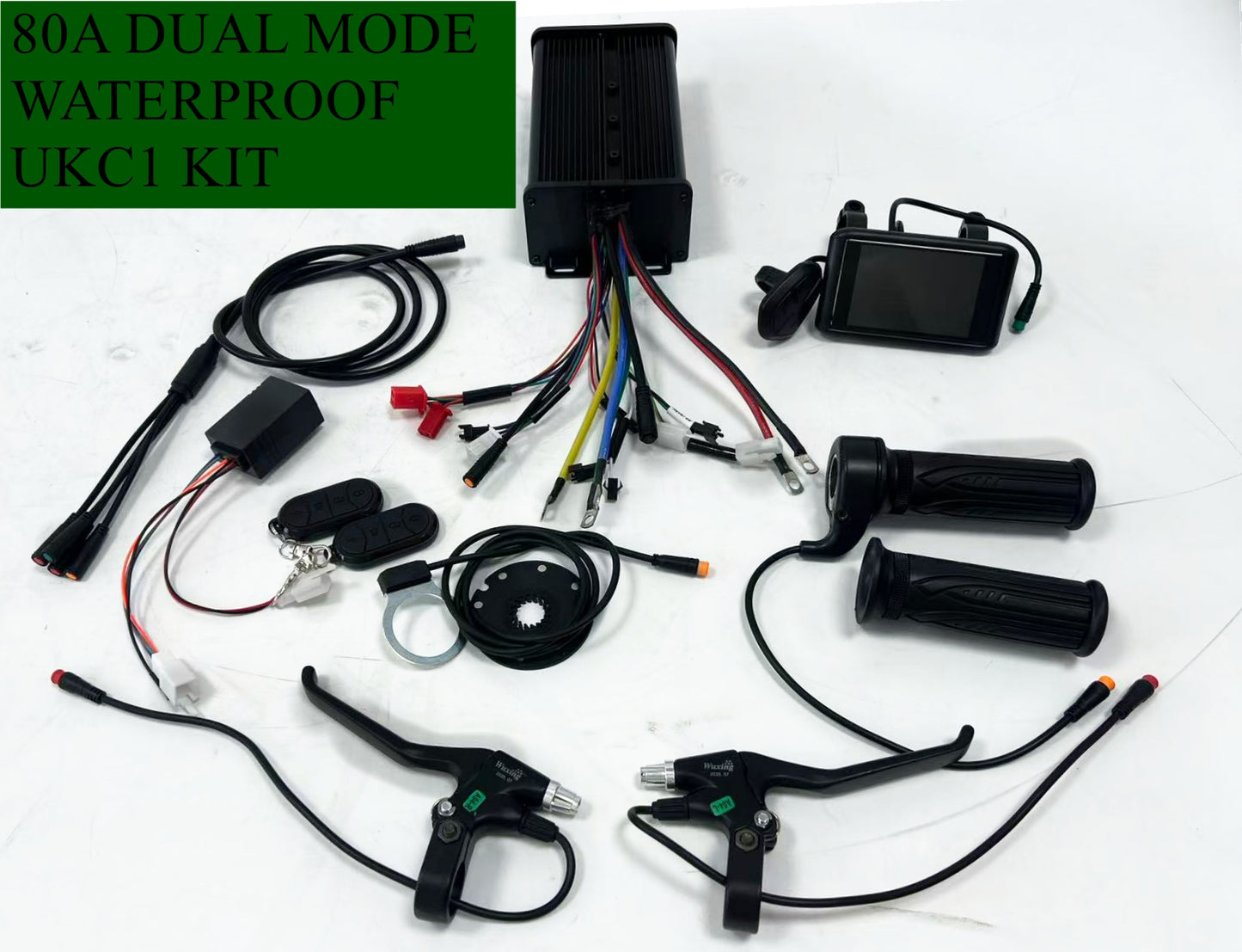 Dual Mode  60A / 80A Sine Wave Controller +UKC1 Color Display +Full Twist Throttle +Brake lever +PAS +Alarm lock Waterproof  System ,For 2000W-3000W Ebike Hub Motor Kit