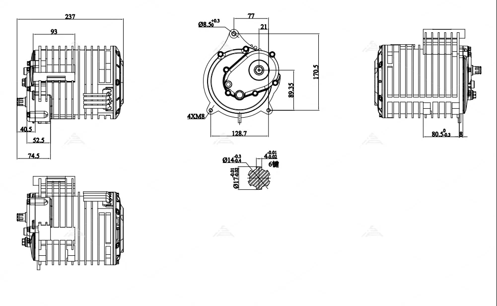 QS 138-C 72V3000W 70H Mid Drive Motor 428T with Fardriver ND72450 Controller ,DKD Display/TFT Display, Harness Wiring for Motorcycle Ebike Electric Bike