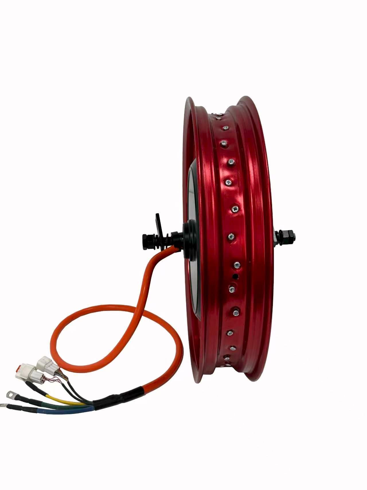 17*3.0 Different  Color Motorcycle Rim With Rear 150-155mm Dropout QS 273 8000W Motorwheel with Single Freewheel