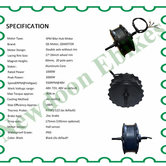 QS 1000W 170mm dropout Rear 48V motorwheel with 7 speed freewheel ,Bicycle  MTX rim 1000W motorwheel with spokes