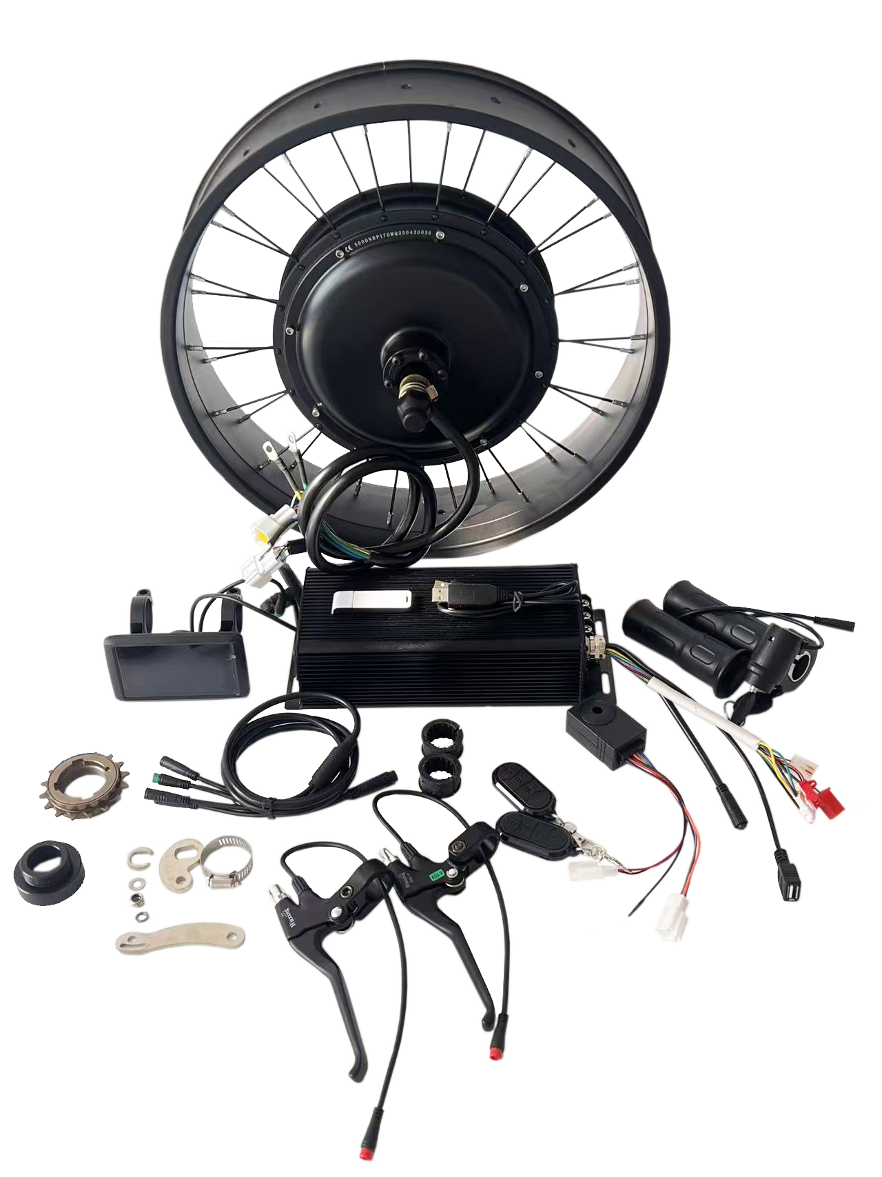 20"26'' 5000W Rear 170-175mm Fat Rim Motorwheel Kit with 100A sabvoton Controller & UKC1