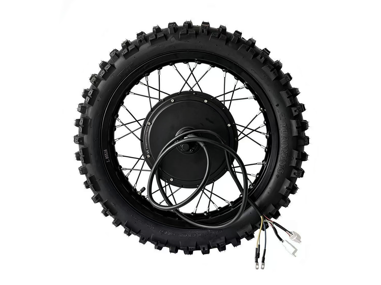 16*1.85 Motorcycle Rim 3000W Front Hub Motor, 135mm Dropout Dual Disc Brake Wheel with 16*1.85 Off-Road Tire