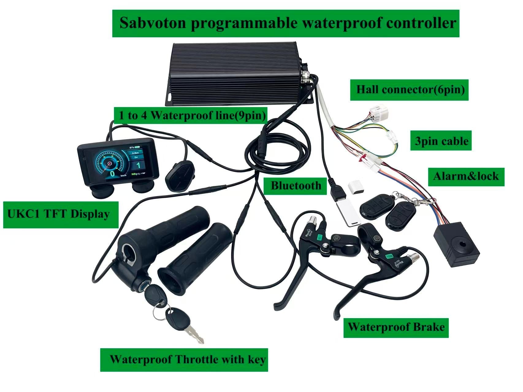 20*4.0/24*4.0/26*4.0 80mm/100mm Width Fat Rim Rear QS 5000W 150-155mm Dropout 72V Ebike kit +100A Sabvoton Controller+UKC1+P Color Dsiplay ,and All Waterproof Connector Parts Kit NBPower