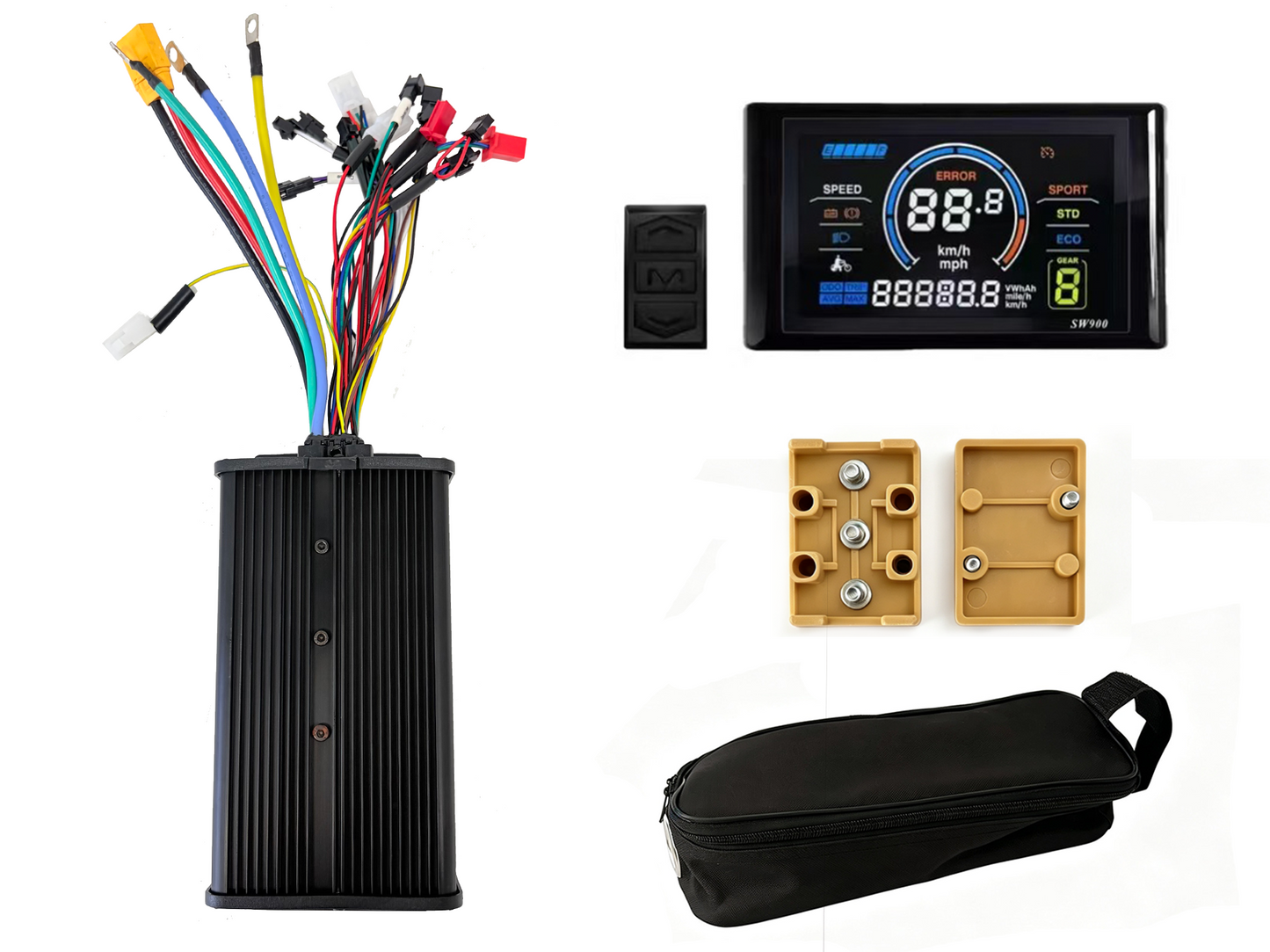 60A Dual Mode Ebike Controller Kit | Compatible with UKC1 Display / UKC1+Display / SW900 Display/ SW900 Color Display | 3pin Box & Controller  Bag NBPower
