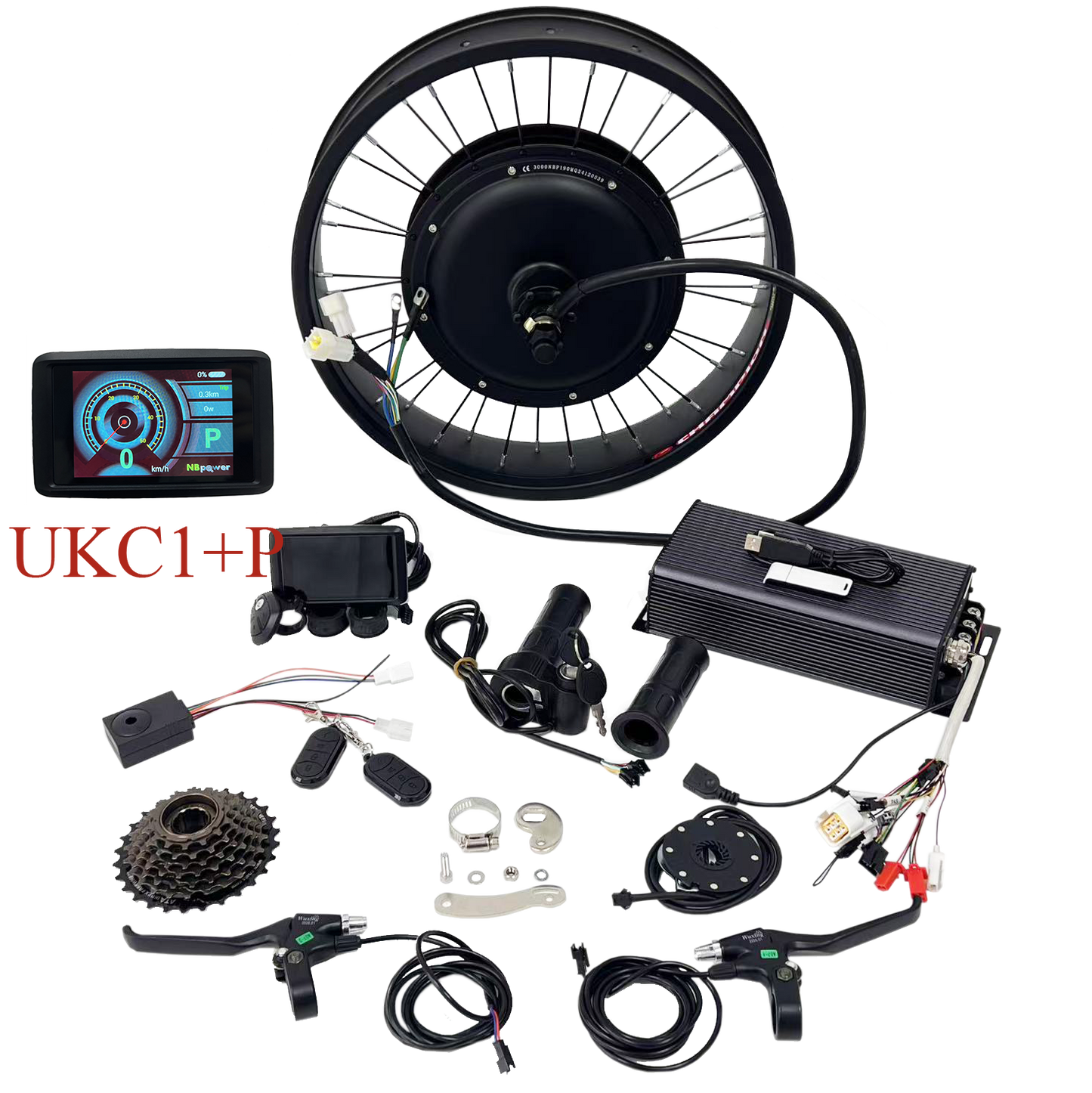 20/24/26*4.0 100mm width Rim with  Rear 190mm Dropout 3000W Fat Motorwheel with 7 speed  freewheel  , 80A Sabvoton Programmable controller;UKC1 color Display all kit