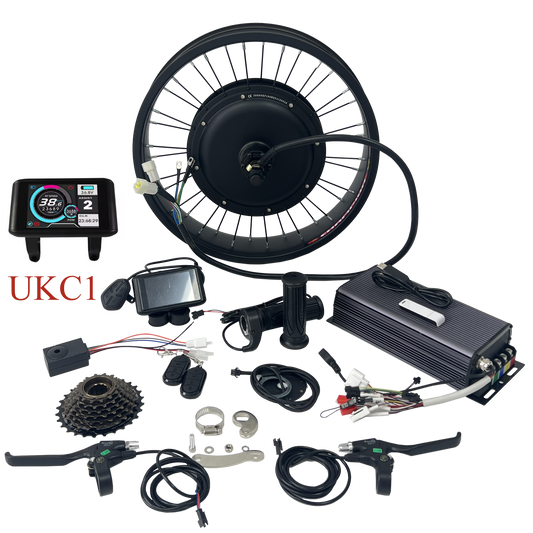 USA Stock:20*4.0 100mm width Rim with  Rear 190mm Dropout 3000W Fat Motorwheel with 7 speed  freewheel  , 80A Sabvoton Programmable controller;UKC1 color Display ,Full Throttle