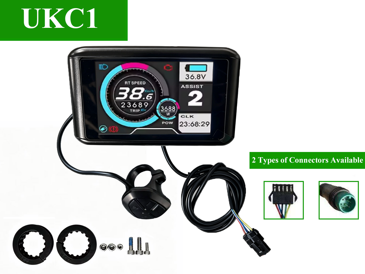 Color LCD Electric Bike Display UKC1 Compatible with APT Protocol /OMD Ptotocal for 36V/48V/52V/60V/72V E-Bike Systems, Programmable Sine Wave Controller for Enhanced Performance NBPower