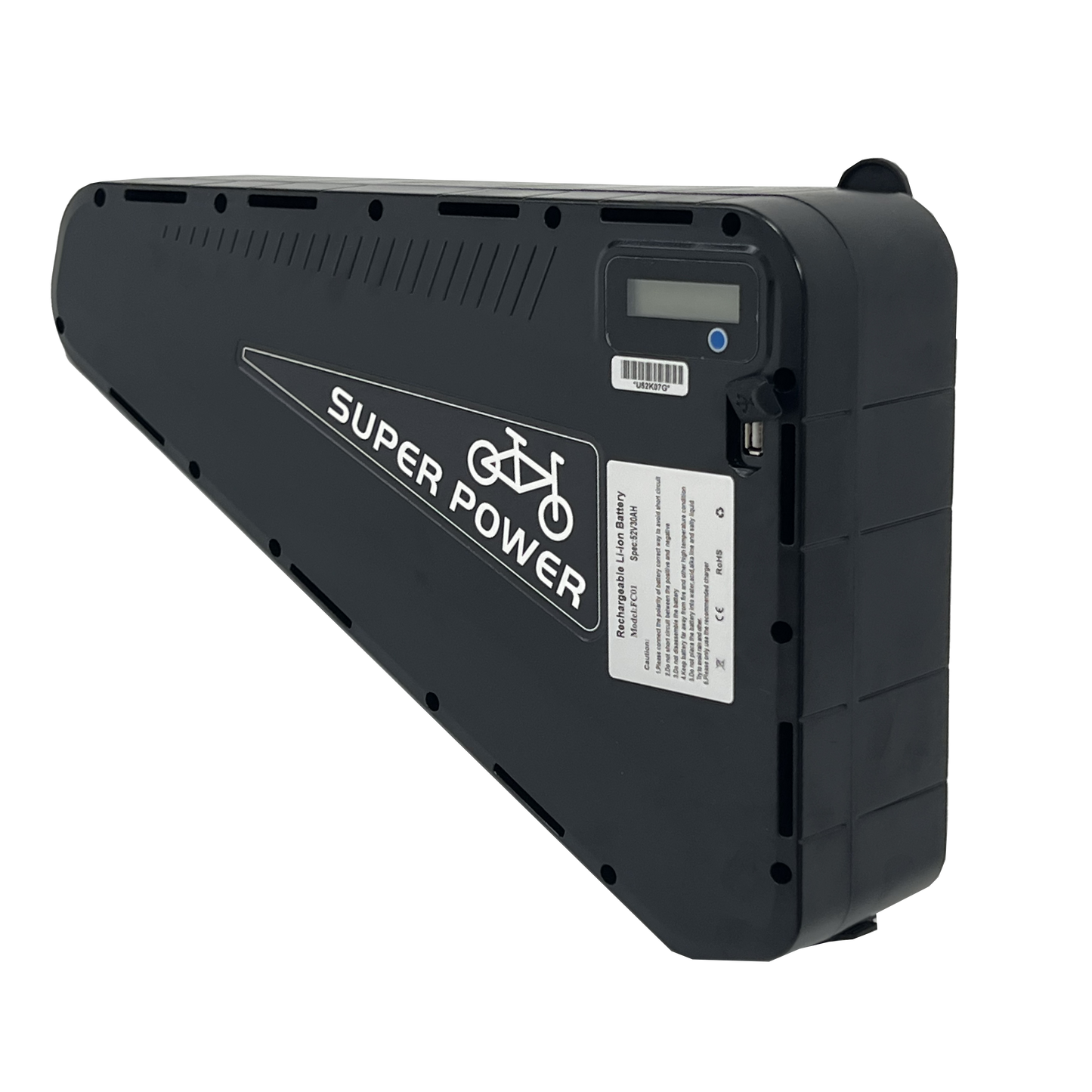 52V 30Ah Triangle Ebike Battery | 50A BMS + 5A Charger | For 2000W–3000W Hub Motor